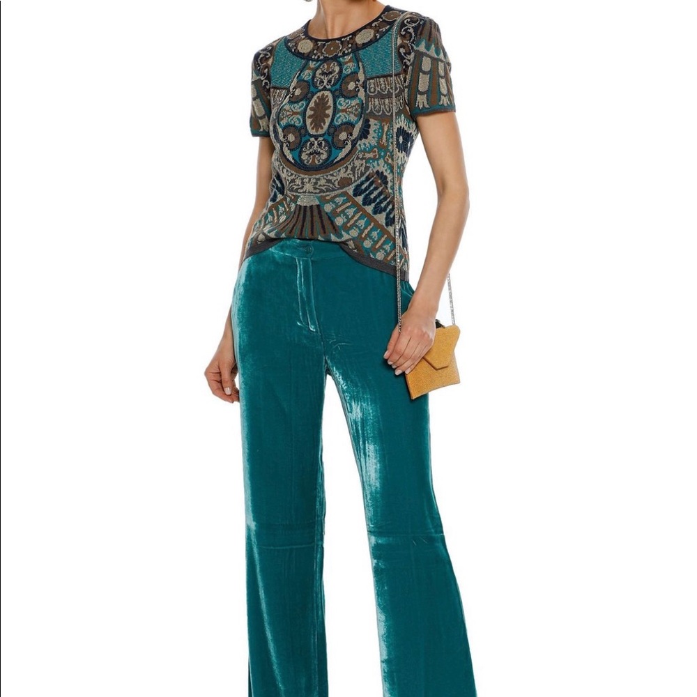 Alberta Ferretti Metalic Jacquard Knit Top